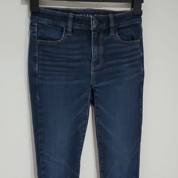 AMERICAN Eagle dark wash size 0 super stretch 26x26 high rise jeggings - Picture 1 of 8